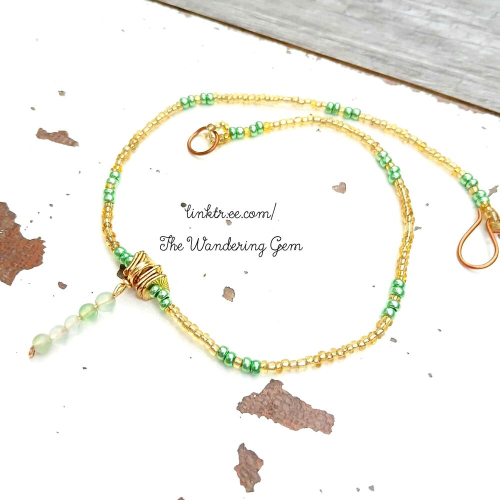 Dainty Fluorite Crystal Beaded Choker Necklace, 12.5"